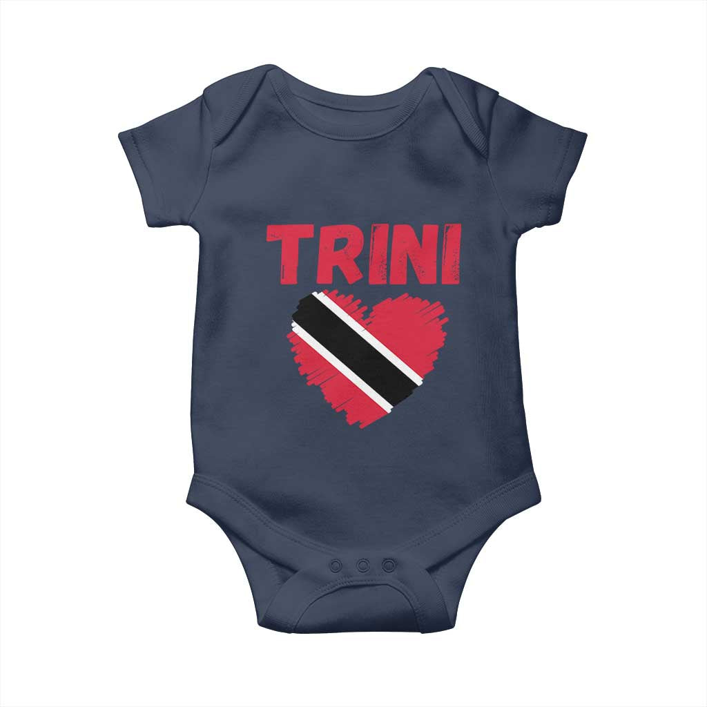 Trini Pride Baby Onesie Trinidad and Tobago Heart Flag Caribbean Roots TS10 Navy Print Your Wear