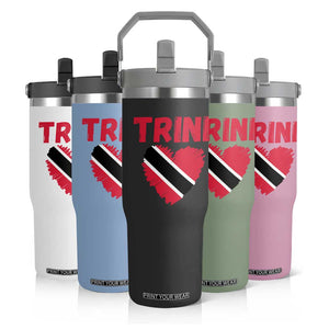 Trini Pride Flip Straw Tumbler Trinidad and Tobago Heart Flag Caribbean Roots TS10 Print Your Wear