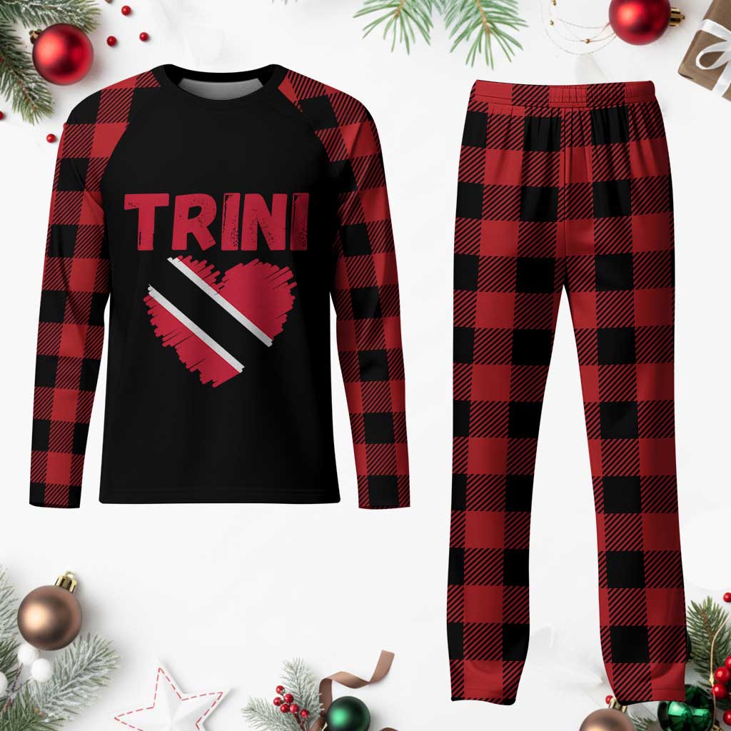 Trini Pride Plaid Pajama Set Trinidad and Tobago Heart Flag Caribbean Roots TS10 Buffalo Plaid Print Your Wear