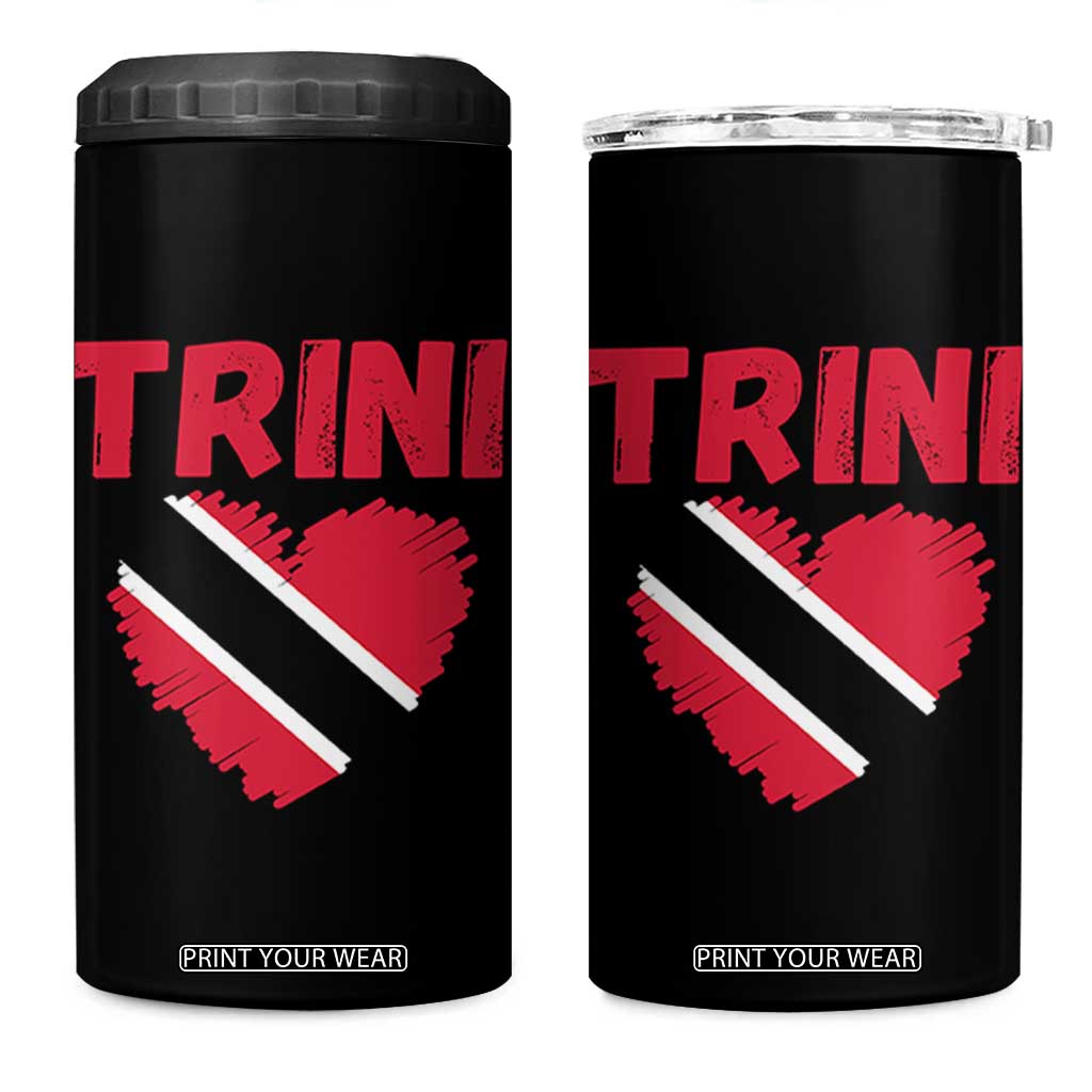 Trini Pride 4 in 1 Can Cooler Tumbler Trinidad and Tobago Heart Flag Caribbean Roots TS10 One Size: 16 oz Black Print Your Wear