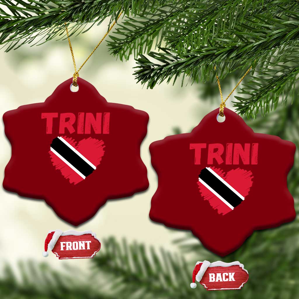 Trini Pride Ceramic Ornament Trinidad and Tobago Heart Flag Caribbean Roots TS10 Print Your Wear