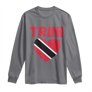 Trini Pride Long Sleeve Shirt Trinidad and Tobago Heart Flag Caribbean Roots TS10 Charcoal Print Your Wear