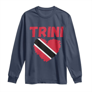 Trini Pride Long Sleeve Shirt Trinidad and Tobago Heart Flag Caribbean Roots TS10 Navy Print Your Wear