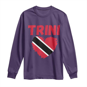 Trini Pride Long Sleeve Shirt Trinidad and Tobago Heart Flag Caribbean Roots TS10 Purple Print Your Wear