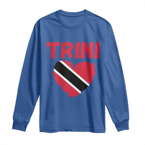 Trini Pride Long Sleeve Shirt Trinidad and Tobago Heart Flag Caribbean Roots TS10 Royal Blue Print Your Wear