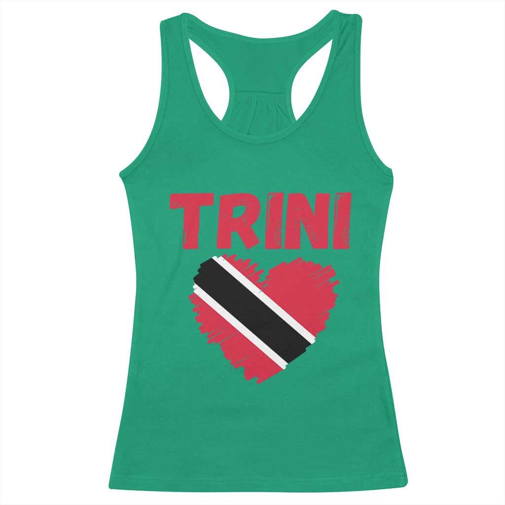 Trini Pride Racerback Tank Top Trinidad and Tobago Heart Flag Caribbean Roots TS10 Irish Green Print Your Wear