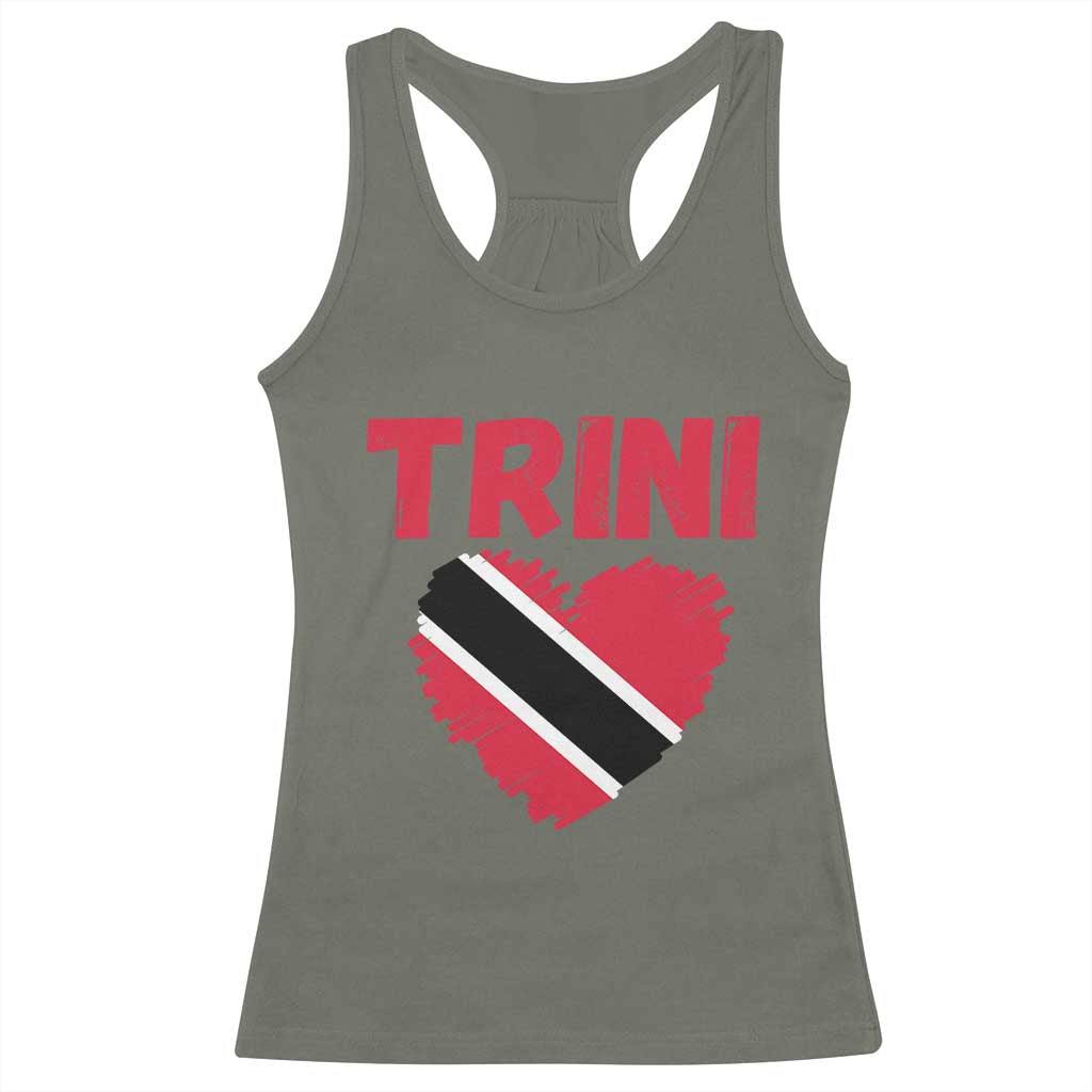 Trini Pride Racerback Tank Top Trinidad and Tobago Heart Flag Caribbean Roots TS10 Military Green Print Your Wear