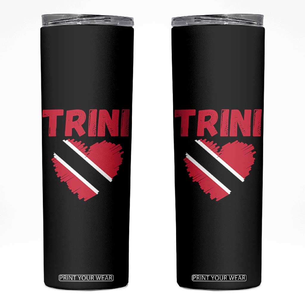 Trini Pride Skinny Tumbler Trinidad and Tobago Heart Flag Caribbean Roots TS10 Black Print Your Wear