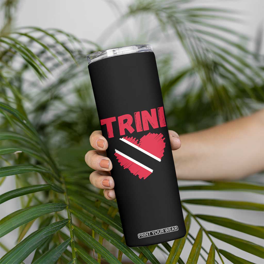 Trini Pride Skinny Tumbler Trinidad and Tobago Heart Flag Caribbean Roots TS10 Print Your Wear