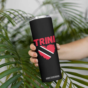 Trini Pride Skinny Tumbler Trinidad and Tobago Heart Flag Caribbean Roots TS10 Print Your Wear