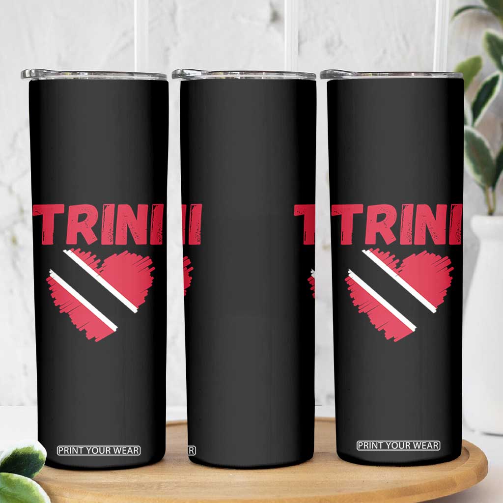 Trini Pride Skinny Tumbler Trinidad and Tobago Heart Flag Caribbean Roots TS10 Print Your Wear