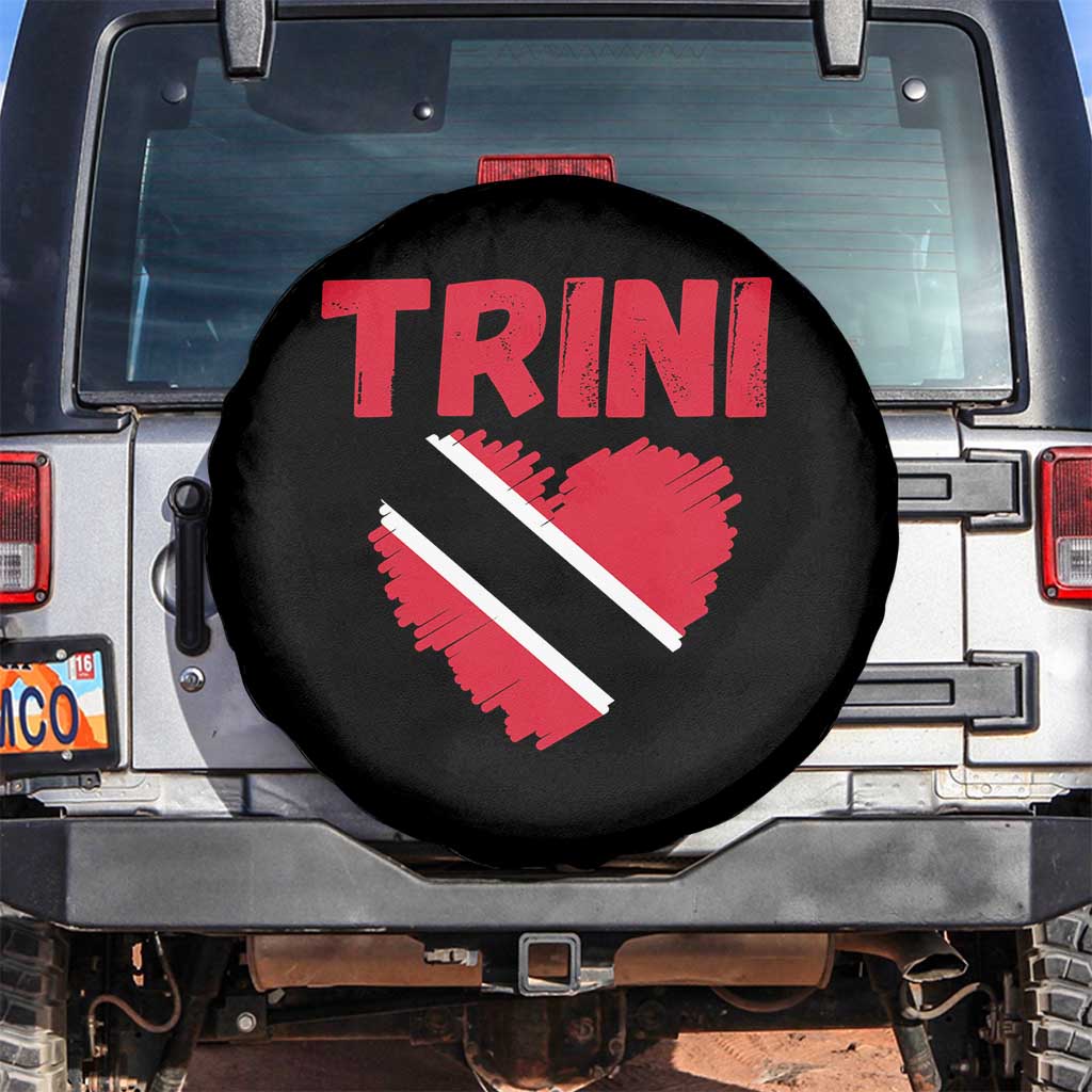 Trini Pride Spare Tire Cover Trinidad and Tobago Heart Flag Caribbean Roots TS10 No hole Black Print Your Wear
