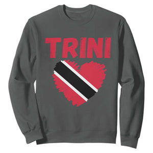 Trini Pride Sweatshirt Trinidad and Tobago Heart Flag Caribbean Roots TS10 Dark Heather Print Your Wear