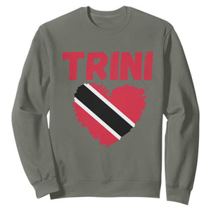Trini Pride Sweatshirt Trinidad and Tobago Heart Flag Caribbean Roots TS10 Military Green Print Your Wear