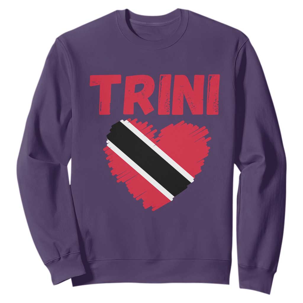 Trini Pride Sweatshirt Trinidad and Tobago Heart Flag Caribbean Roots TS10 Purple Print Your Wear