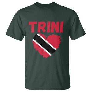 Trini Pride T Shirt Trinidad and Tobago Heart Flag Caribbean Roots TS10 Dark Forest Green Print Your Wear