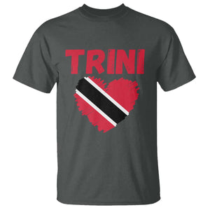 Trini Pride T Shirt Trinidad and Tobago Heart Flag Caribbean Roots TS10 Dark Heather Print Your Wear