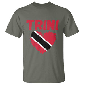 Trini Pride T Shirt Trinidad and Tobago Heart Flag Caribbean Roots TS10 Military Green Print Your Wear