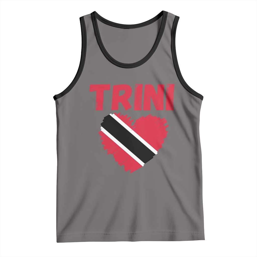 Trini Pride Tank Top Trinidad and Tobago Heart Flag Caribbean Roots TS10 Deep Heather Black Print Your Wear