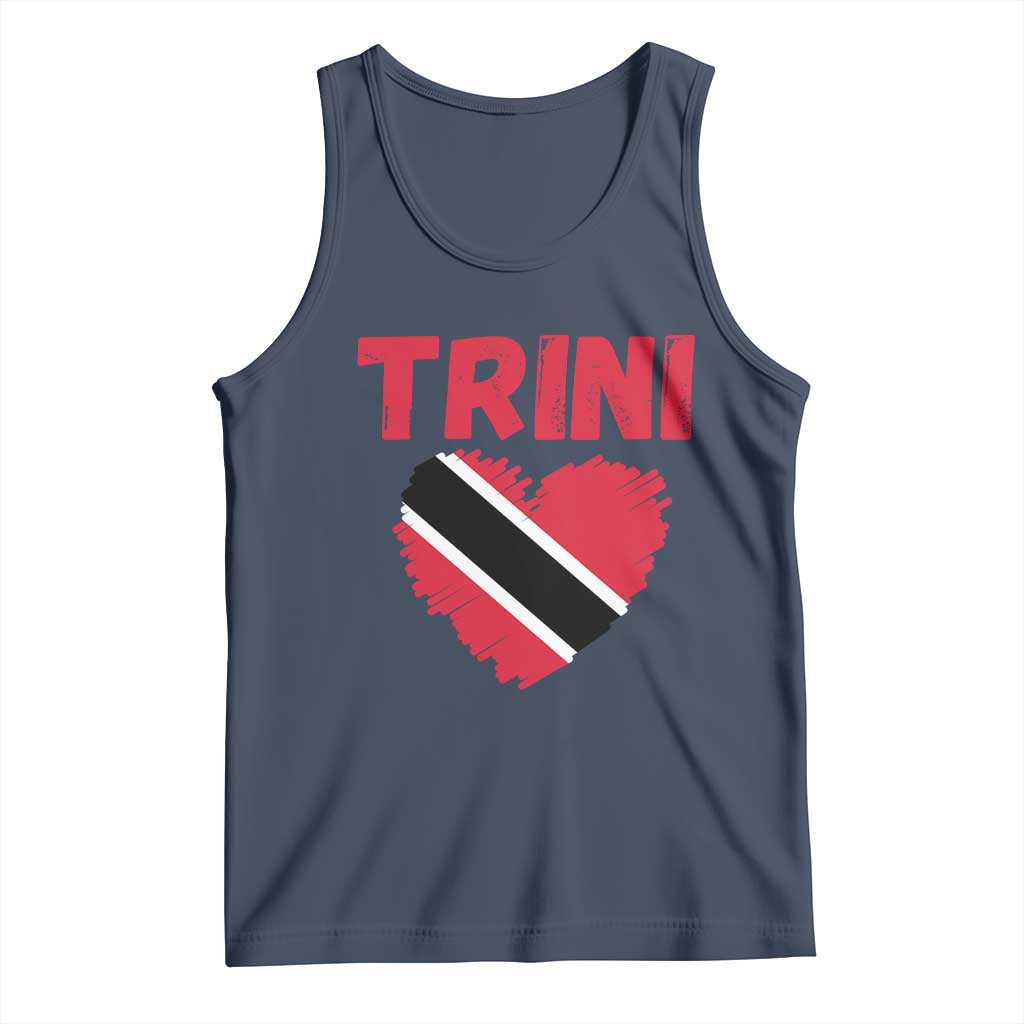 Trini Pride Tank Top Trinidad and Tobago Heart Flag Caribbean Roots TS10 Navy Print Your Wear