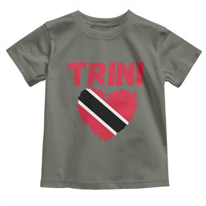 Trini Pride Toddler T Shirt Trinidad and Tobago Heart Flag Caribbean Roots TS10 Military Green Print Your Wear