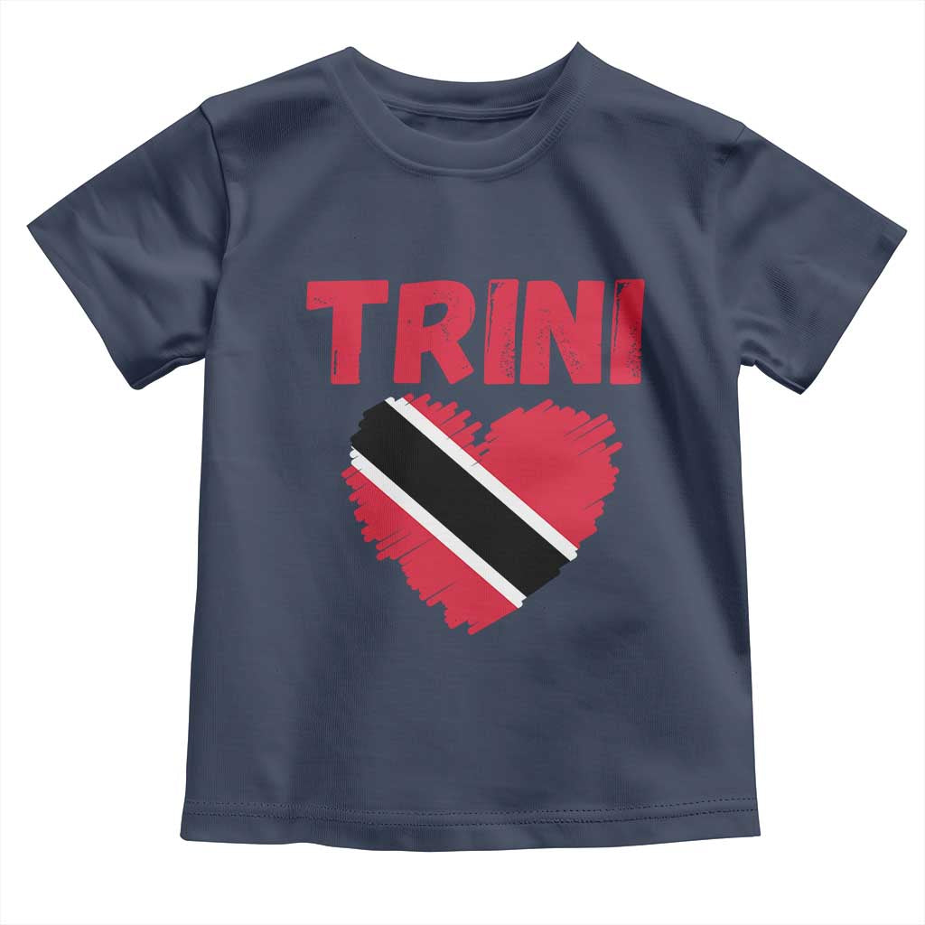 Trini Pride Toddler T Shirt Trinidad and Tobago Heart Flag Caribbean Roots TS10 Navy Print Your Wear