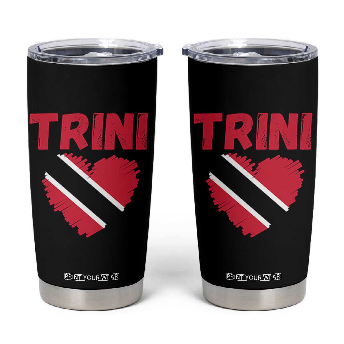 Trini Pride Tumbler Cup Trinidad and Tobago Heart Flag Caribbean Roots TS10 Black Print Your Wear