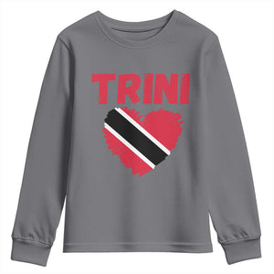 Trini Pride Youth Sweatshirt Trinidad and Tobago Heart Flag Caribbean Roots TS10 Charcoal Print Your Wear
