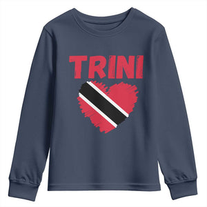 Trini Pride Youth Sweatshirt Trinidad and Tobago Heart Flag Caribbean Roots TS10 Navy Print Your Wear