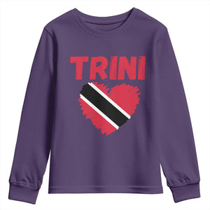 Trini Pride Youth Sweatshirt Trinidad and Tobago Heart Flag Caribbean Roots TS10 Purple Print Your Wear