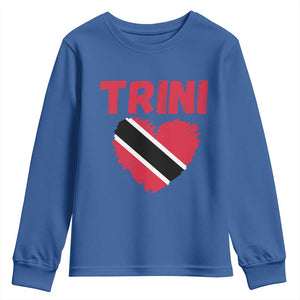 Trini Pride Youth Sweatshirt Trinidad and Tobago Heart Flag Caribbean Roots TS10 Royal Blue Print Your Wear