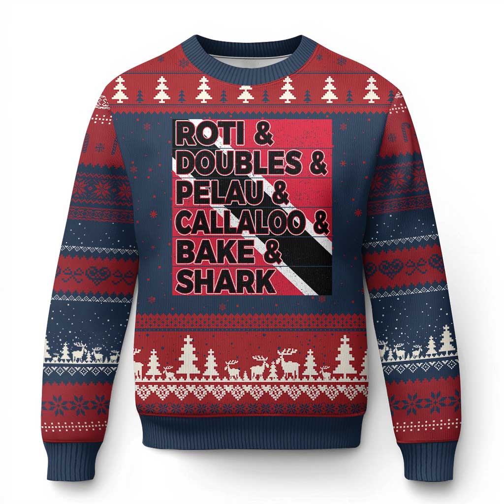 Trini Pride Ugly Christmas Sweater Trinidad and Tobago National Food TS10 Navy Red Print Your Wear