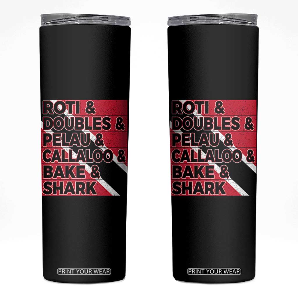 Trini Pride Skinny Tumbler Trinidad and Tobago National Food TS10 Black Print Your Wear