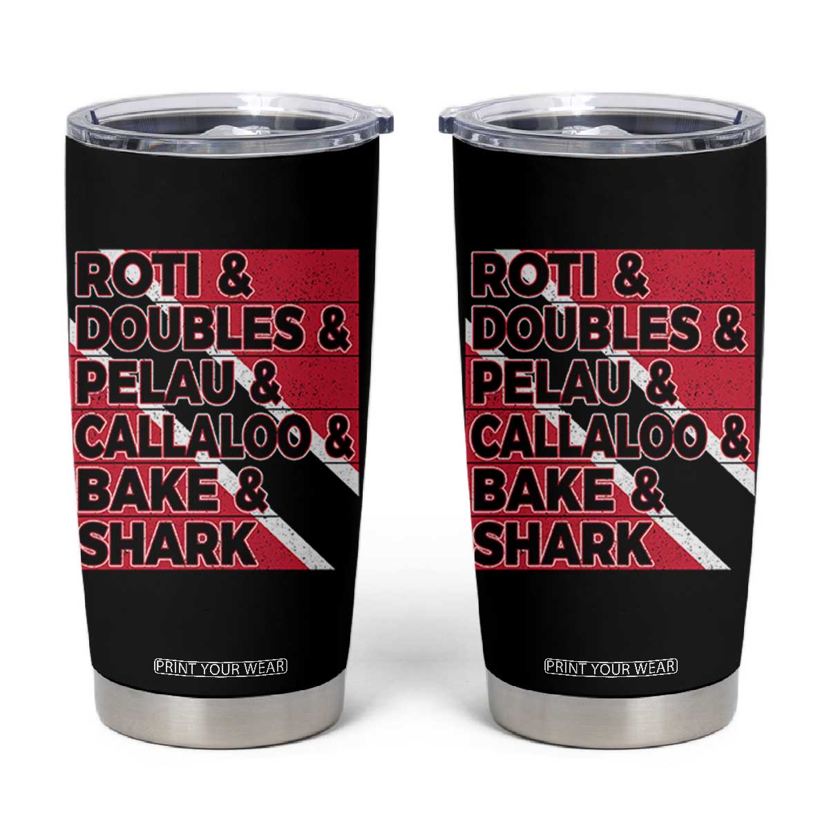 Trini Pride Tumbler Cup Trinidad and Tobago National Food TS10 Black Print Your Wear