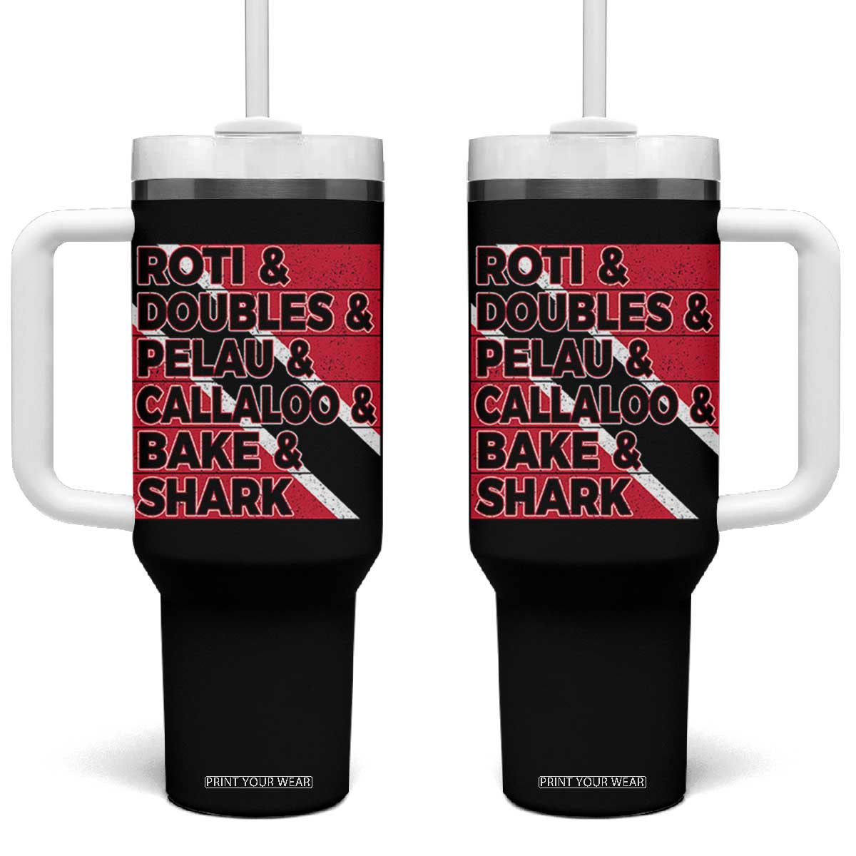 Trini Pride Tumbler With Handle Trinidad and Tobago National Food TS10 One Size: 40 oz Black Print Your Wear