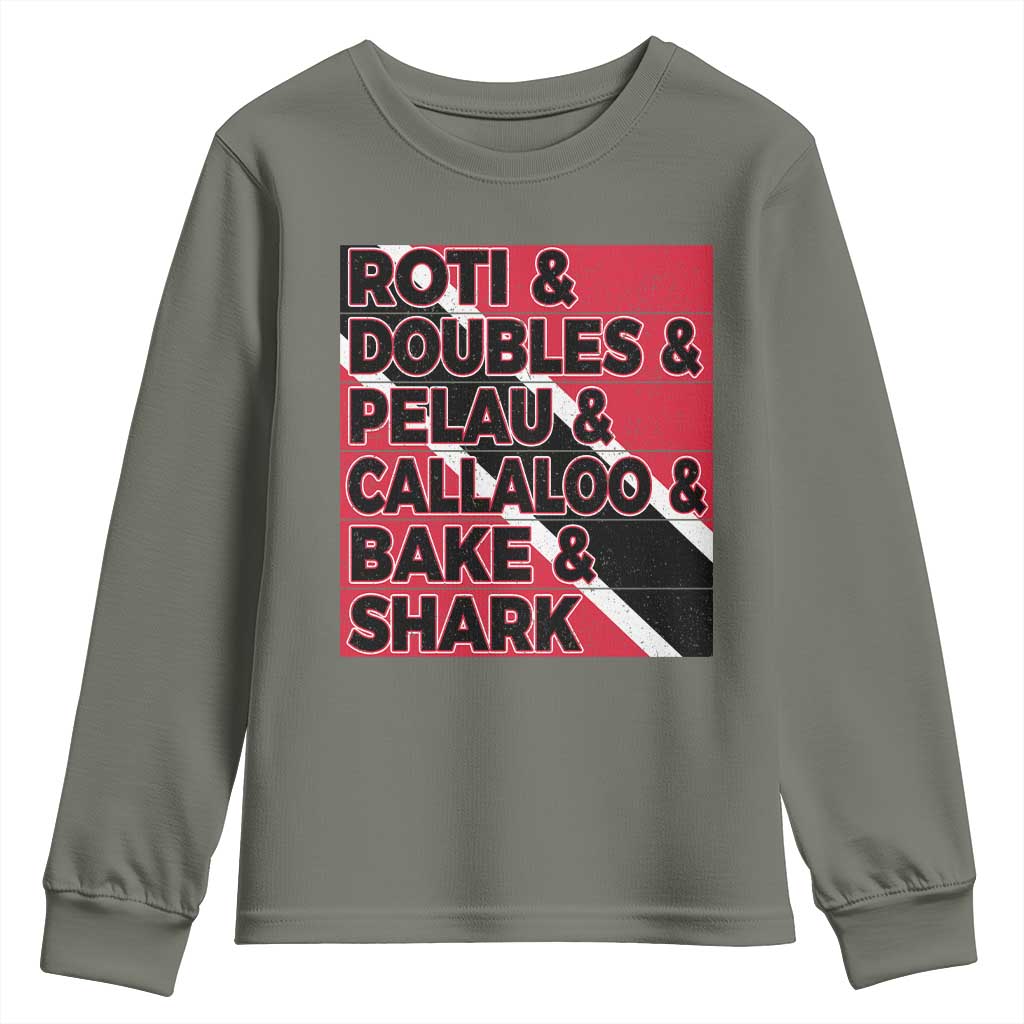 Trini Pride Youth Sweatshirt Trinidad and Tobago National Food TS10 Military Green Print Your Wear