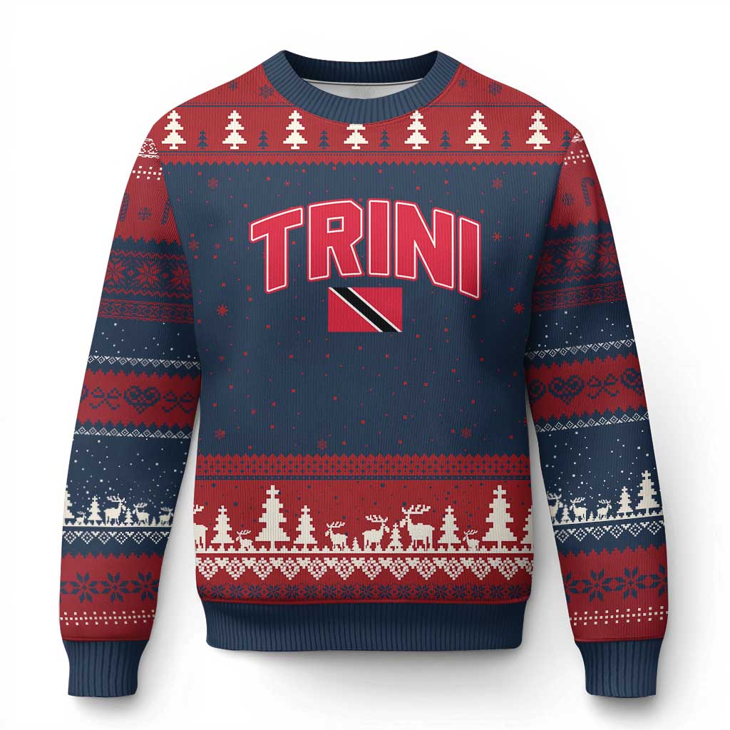 Trinidad and Tobago Flag Ugly Christmas Sweater Trini Pride Vintage TS10 Navy Red Print Your Wear