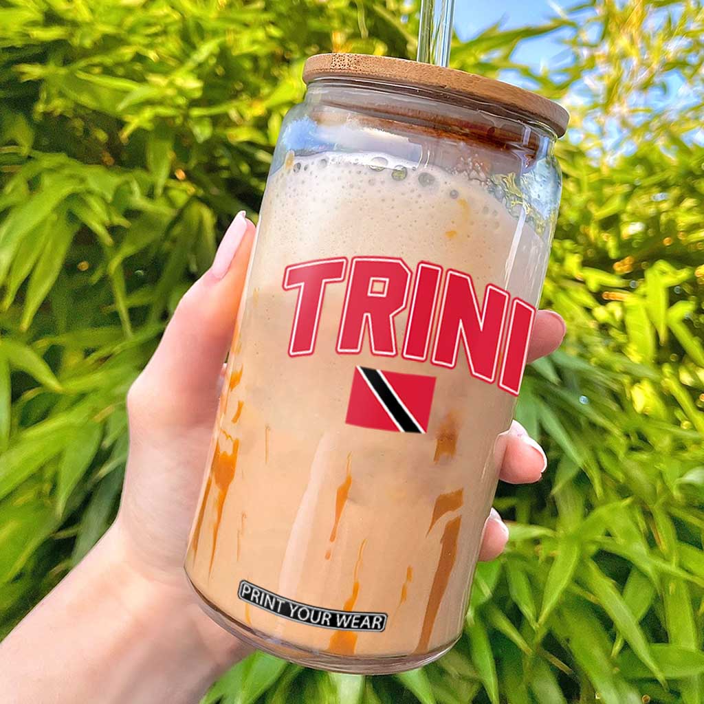 Trinidad and Tobago Flag Glass Can Trini Pride Vintage TS10 Black Print Your Wear