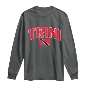Trinidad and Tobago Flag Long Sleeve Shirt Trini Pride Vintage TS10 Dark Heather Print Your Wear