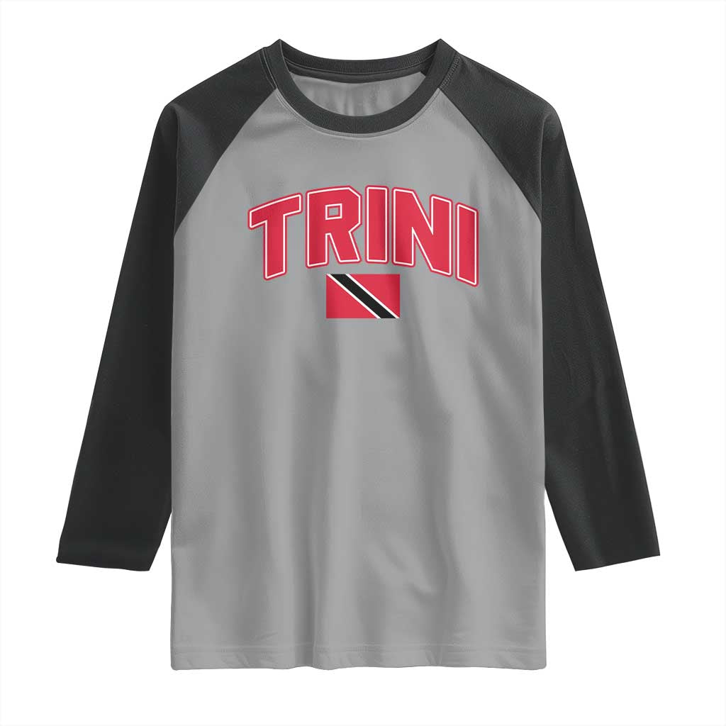 Trinidad and Tobago Flag Raglan Shirt Trini Pride Vintage TS10 Sport Gray Black Print Your Wear