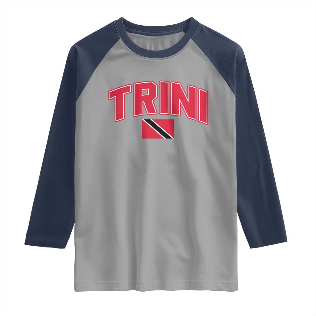 Trinidad and Tobago Flag Raglan Shirt Trini Pride Vintage TS10 Sport Gray Navy Print Your Wear