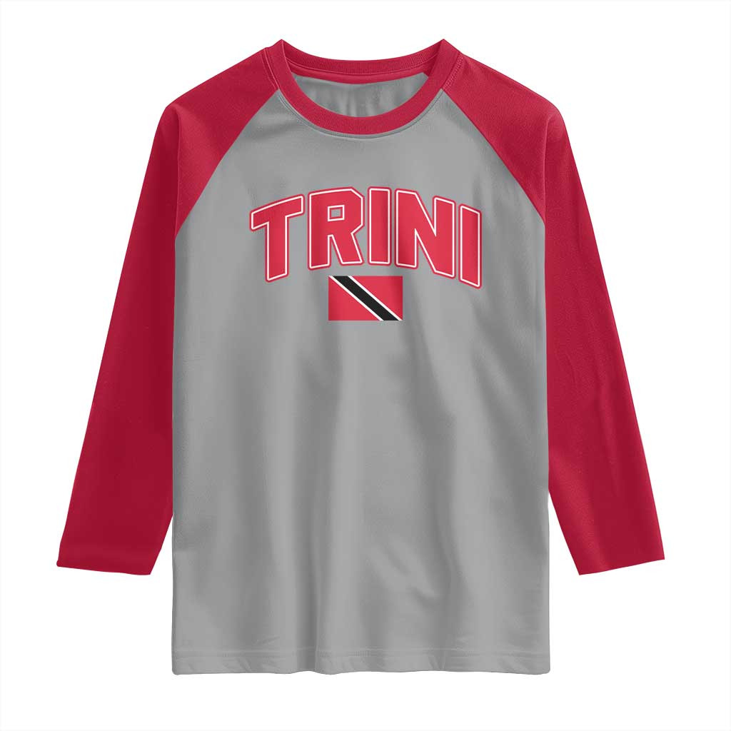 Trinidad and Tobago Flag Raglan Shirt Trini Pride Vintage TS10 Sport Gray Red Print Your Wear