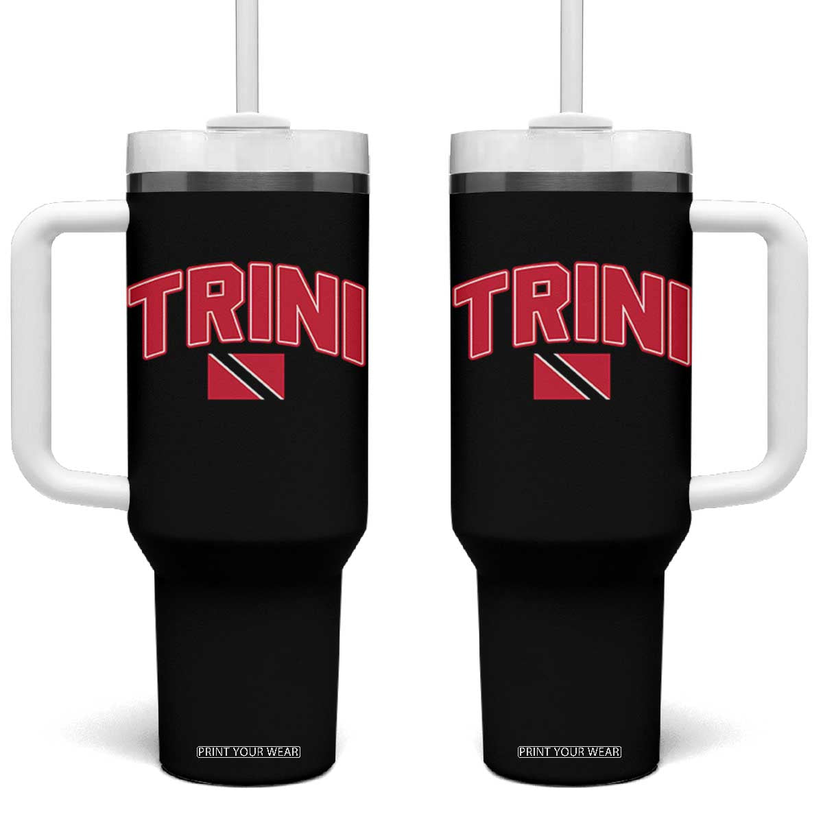 Trinidad and Tobago Flag Tumbler With Handle Trini Pride Vintage TS10 One Size: 40 oz Black Print Your Wear