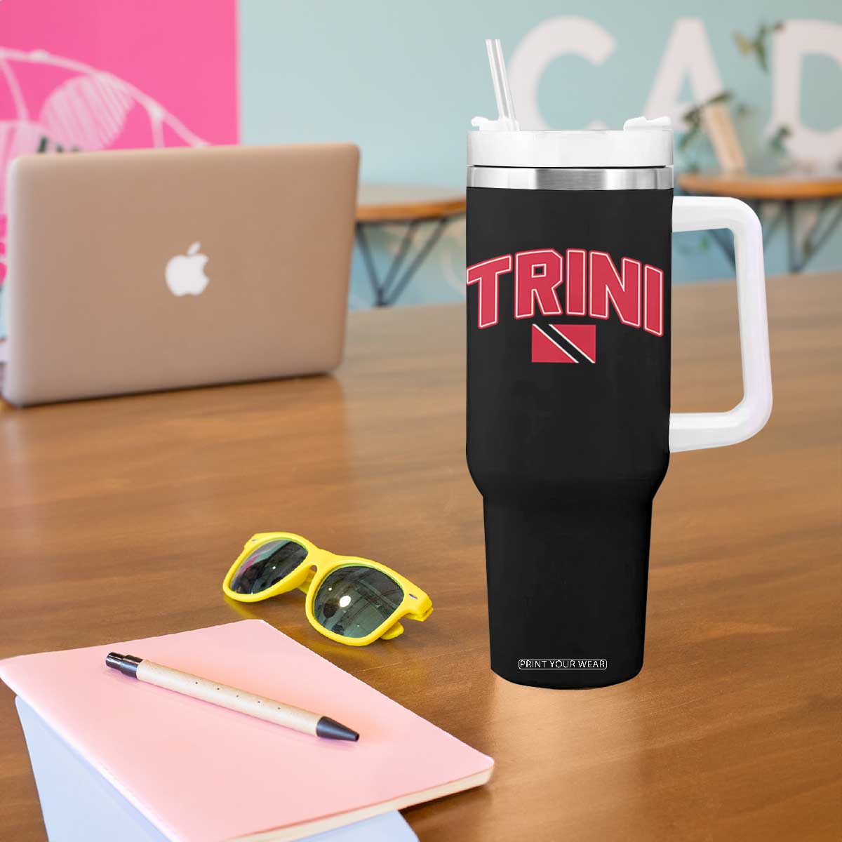 Trinidad and Tobago Flag Tumbler With Handle Trini Pride Vintage TS10 Print Your Wear