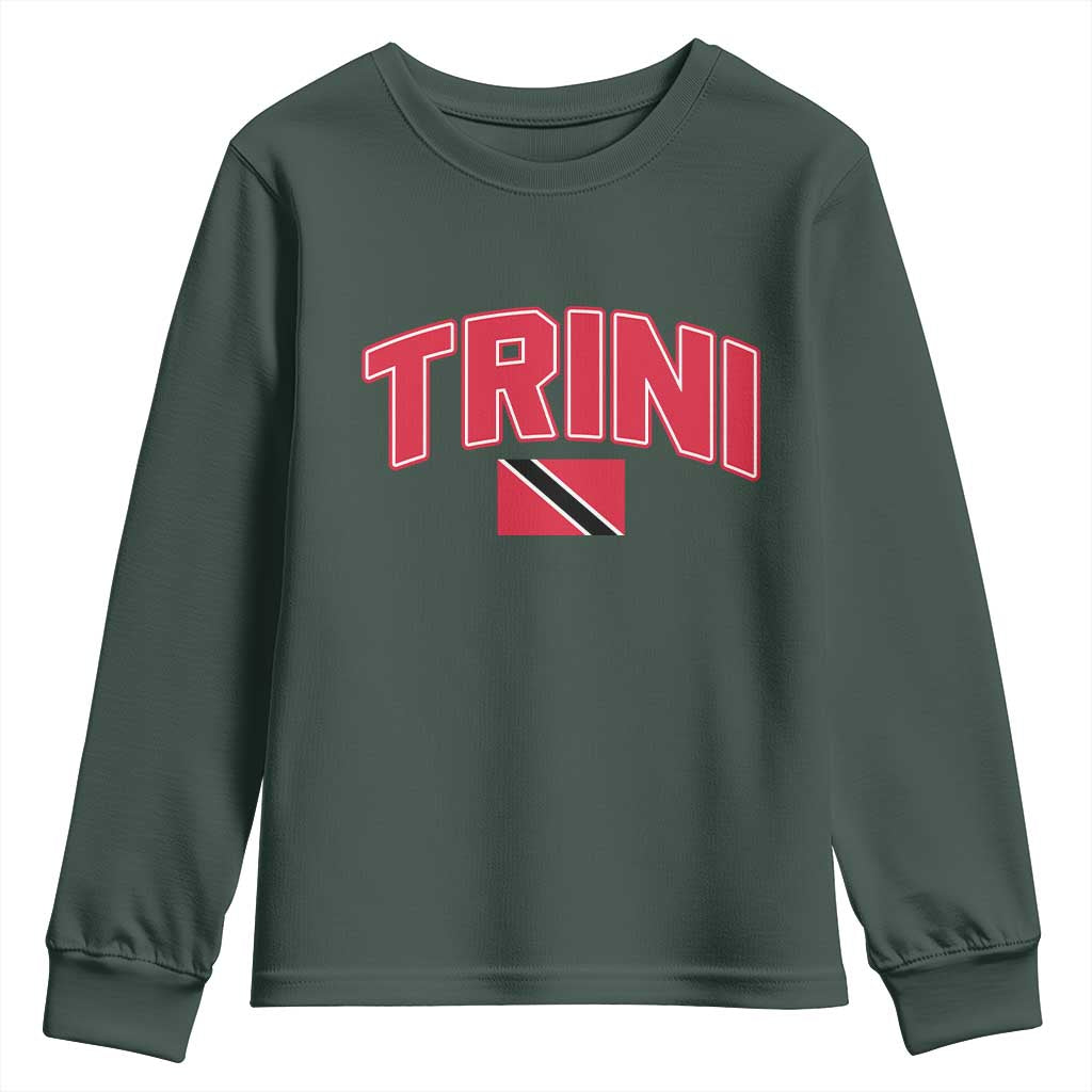 Trinidad and Tobago Flag Youth Sweatshirt Trini Pride Vintage TS10 Dark Forest Green Print Your Wear