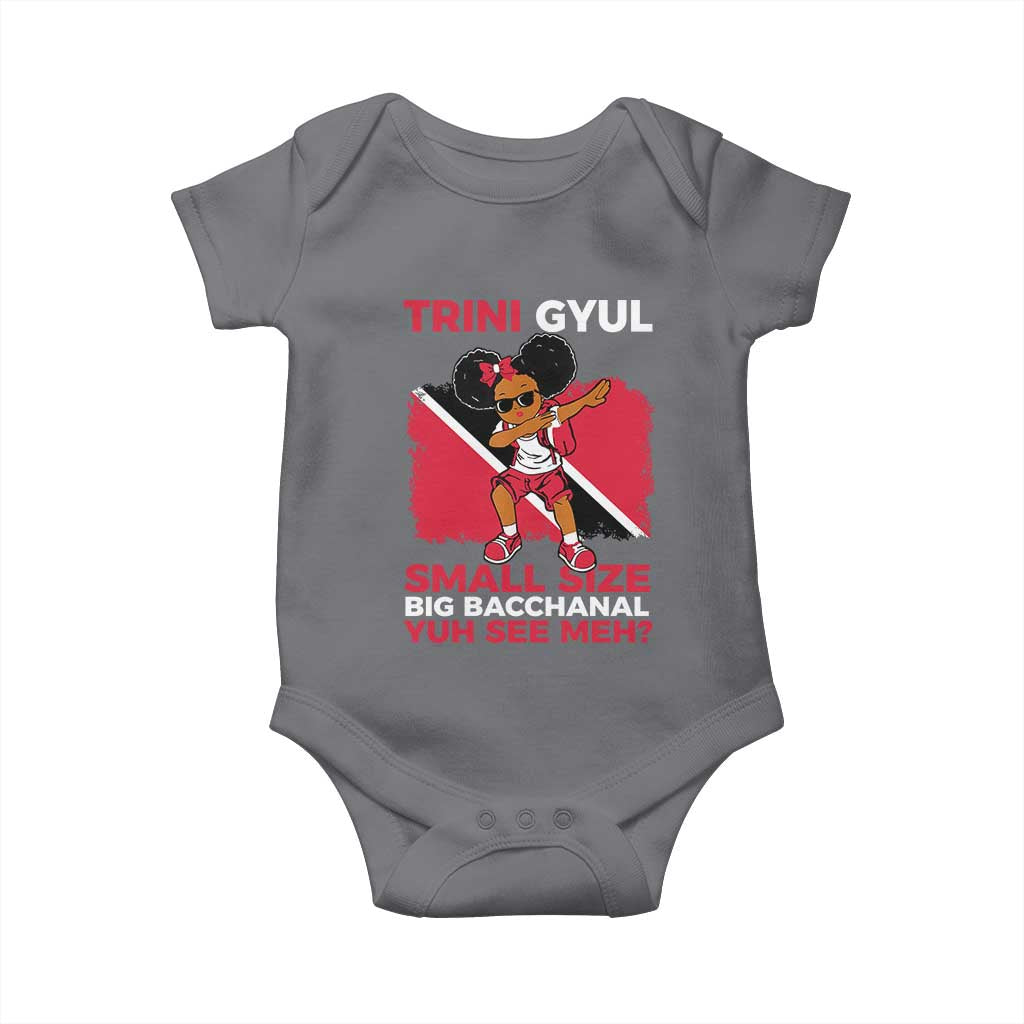 Trini Gyul Baby Onesie Funny Trinidadian Girl Afro Island Girls Caribbean TS10 Charcoal Print Your Wear