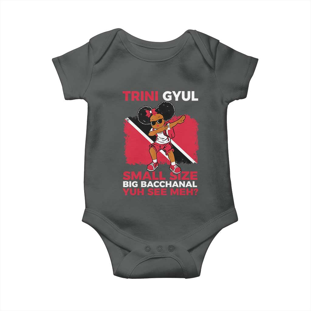 Trini Gyul Baby Onesie Funny Trinidadian Girl Afro Island Girls Caribbean TS10 Dark Heather Print Your Wear