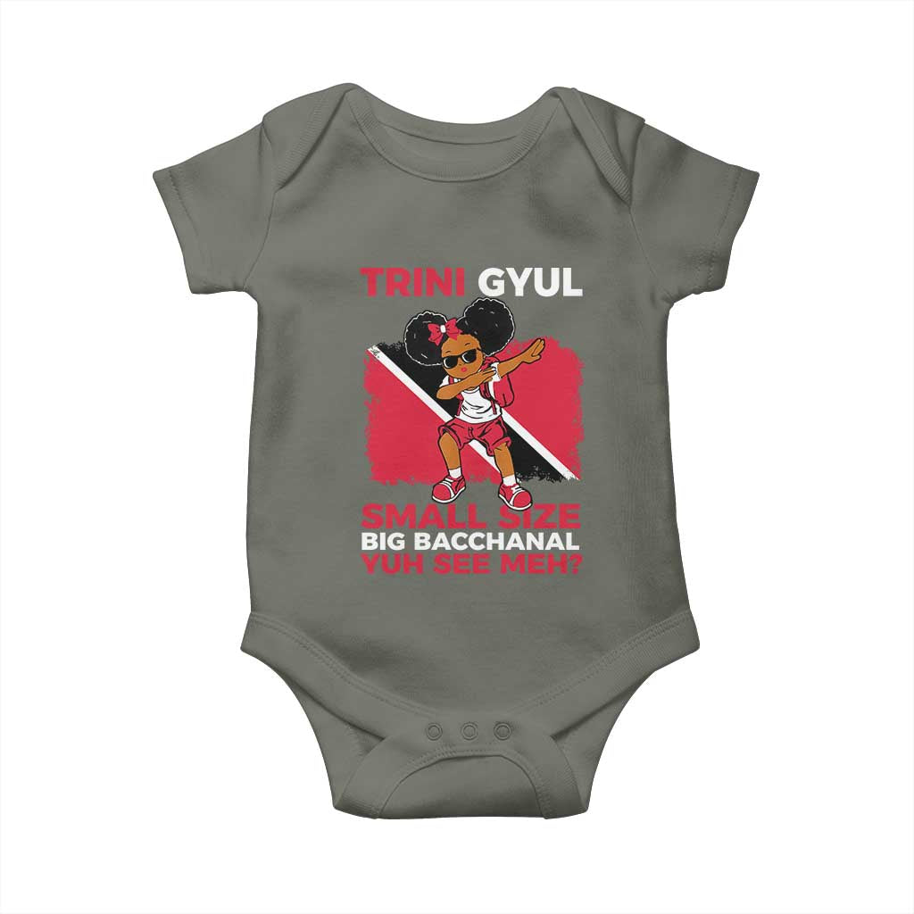 Trini Gyul Baby Onesie Funny Trinidadian Girl Afro Island Girls Caribbean TS10 Military Green Print Your Wear