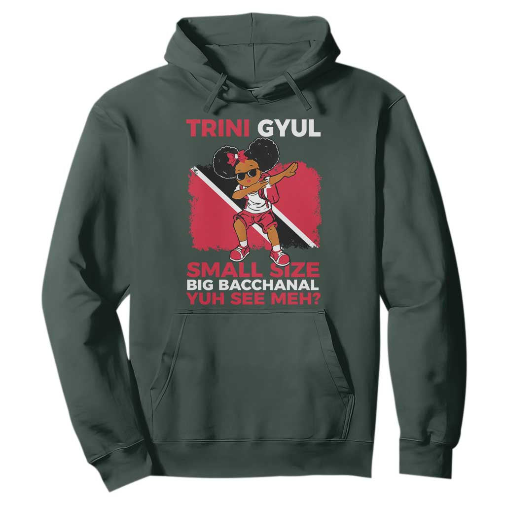 Trini Gyul Hoodie Funny Trinidadian Girl Afro Island Girls Caribbean TS10 Dark Forest Green Print Your Wear
