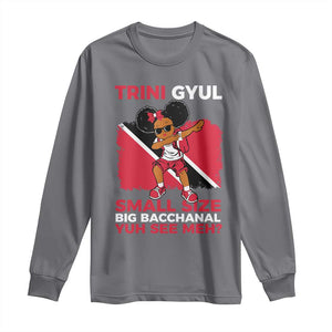 Trini Gyul Long Sleeve Shirt Funny Trinidadian Girl Afro Island Girls Caribbean TS10 Charcoal Print Your Wear